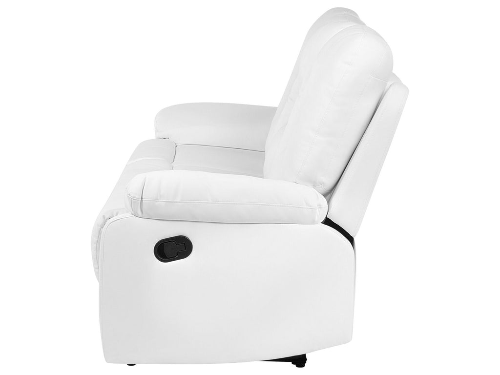 3 Seater Faux Leather Manual Recliner Sofa White BERGEN