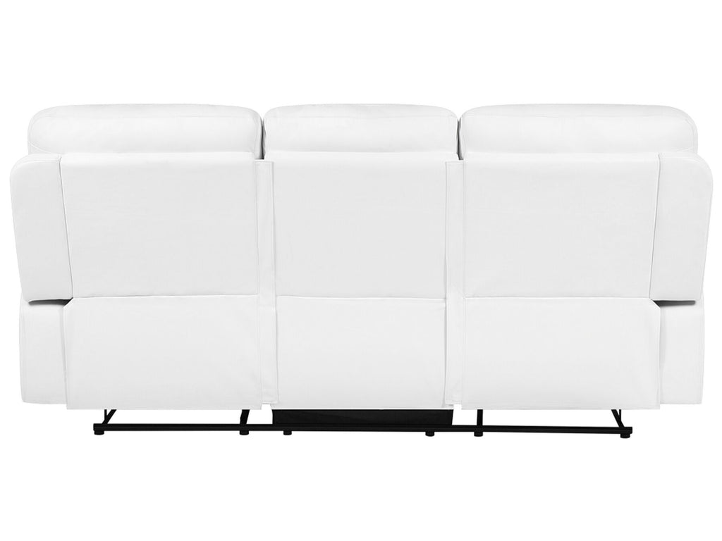 3 Seater Faux Leather Manual Recliner Sofa White BERGEN
