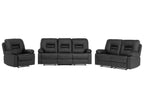 3 Seater Faux Leather Manual Recliner Sofa Black BERGEN
