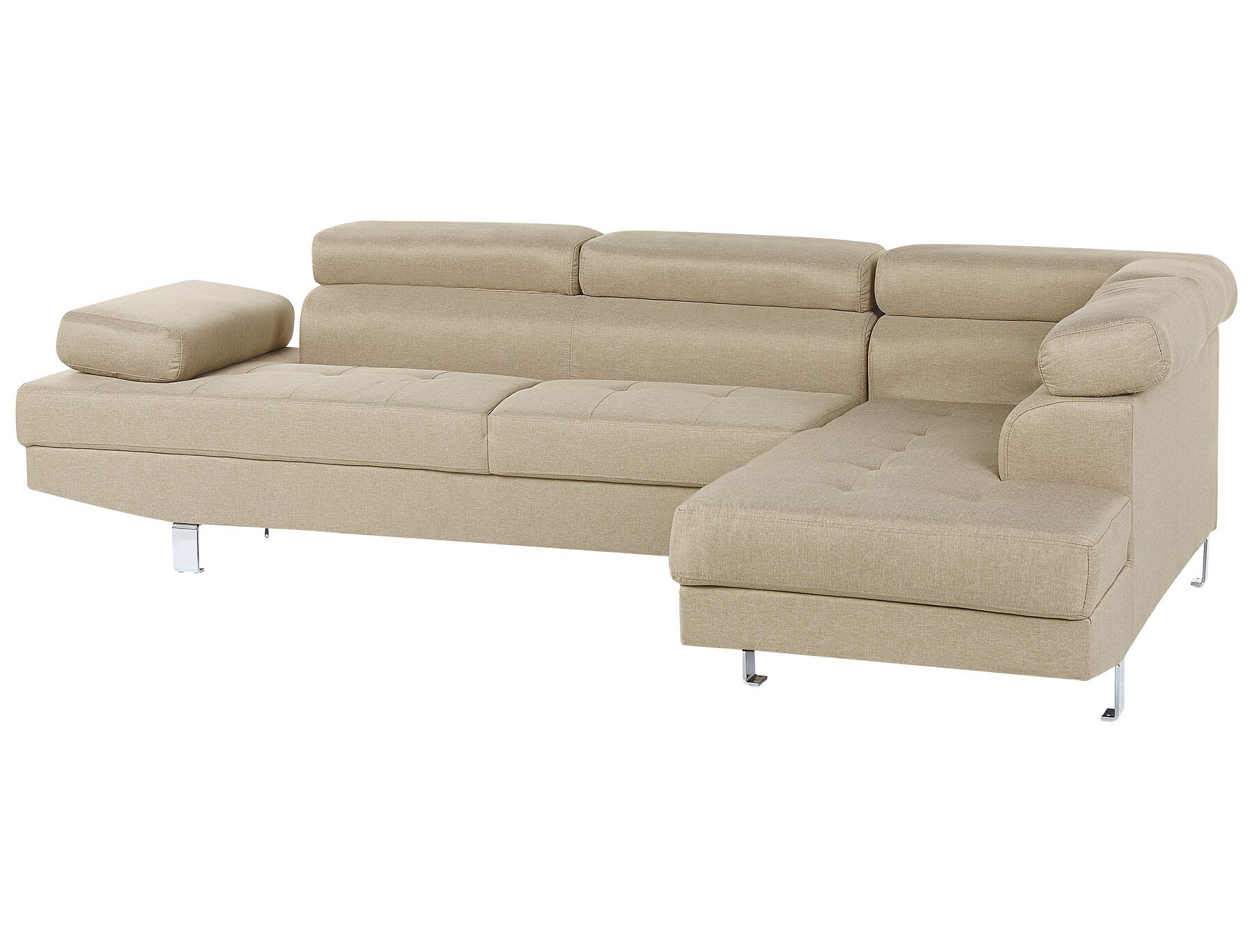Corner Sofa NORREA Fabric Light Beige 5 Seater Left Hand