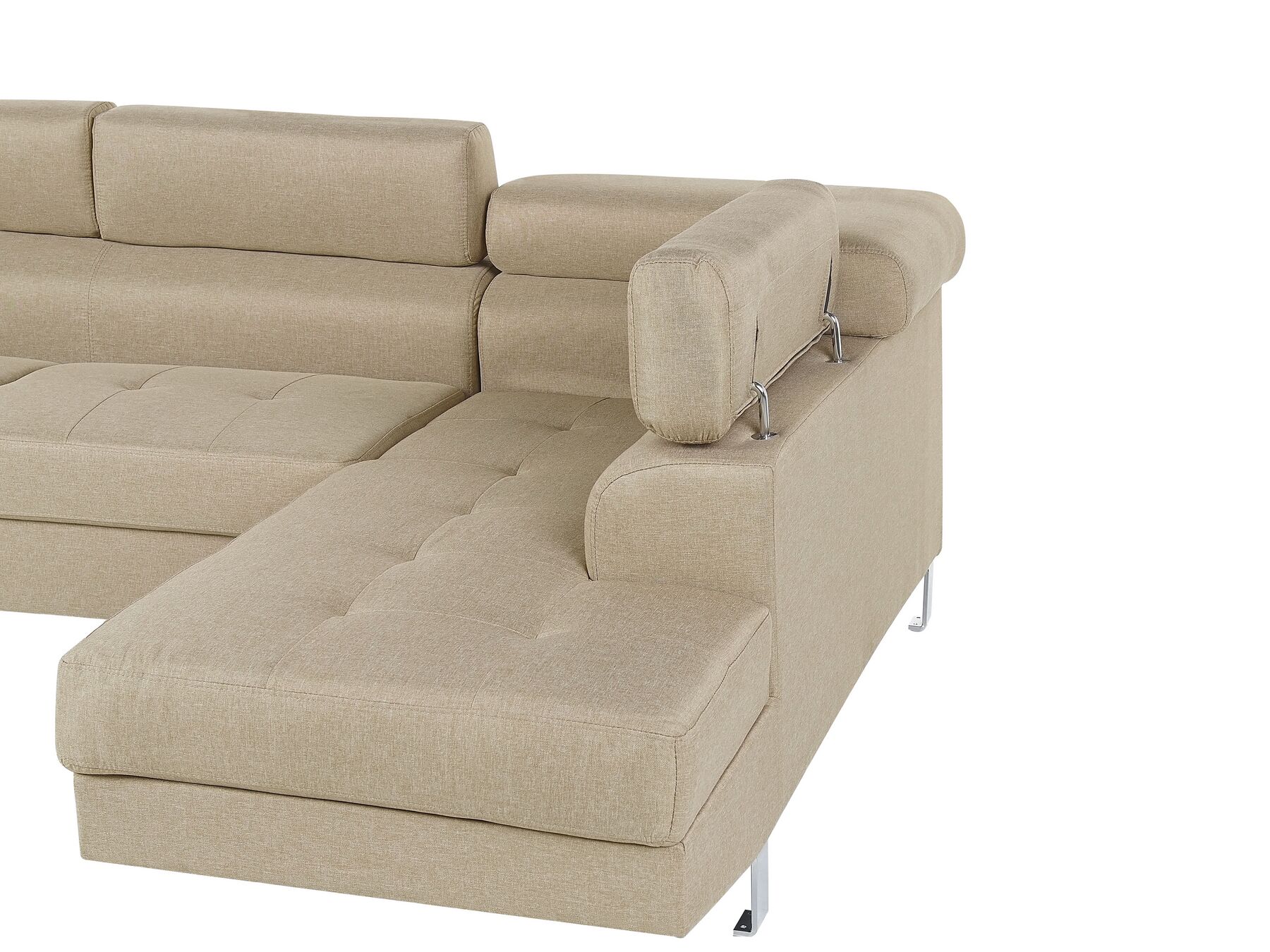 Corner Sofa NORREA Fabric Light Beige 5 Seater Left Hand
