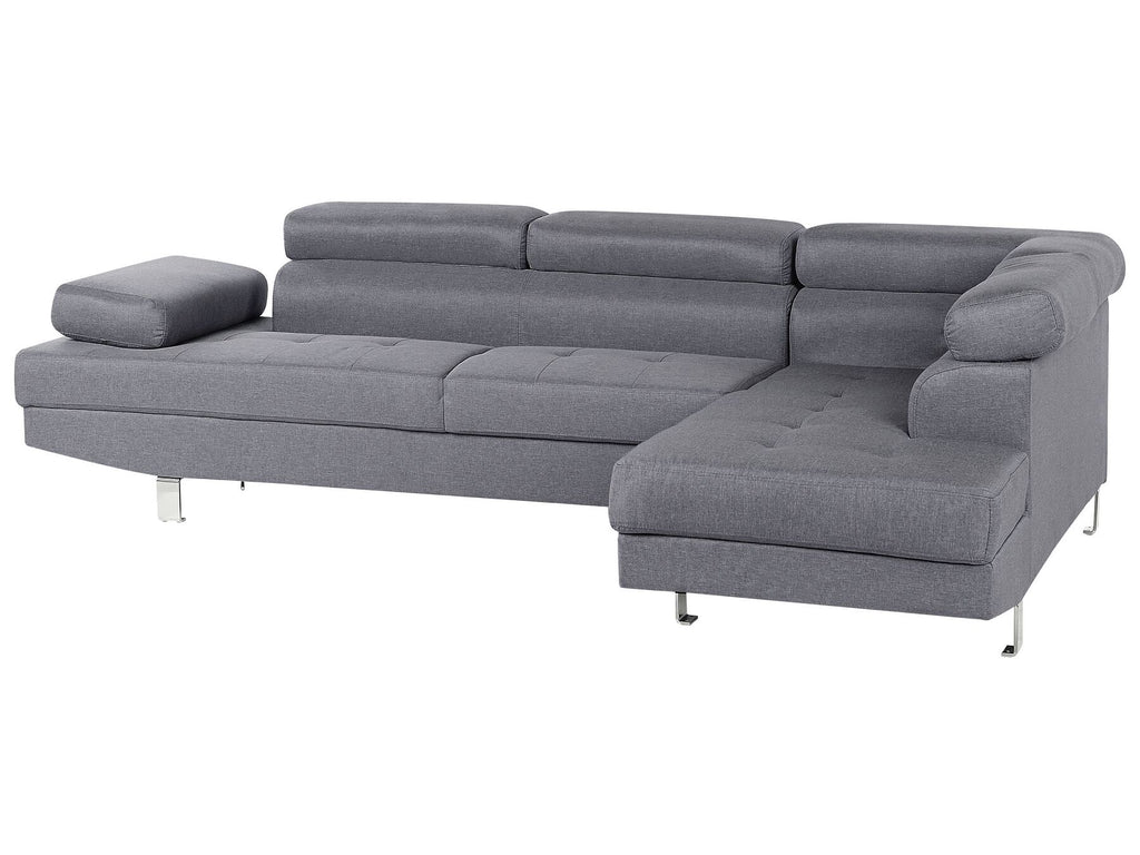 Corner Sofa NORREA Fabric Grey 5 Seater Left Hand