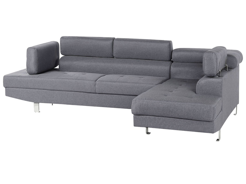Corner Sofa NORREA Fabric Grey 5 Seater Left Hand