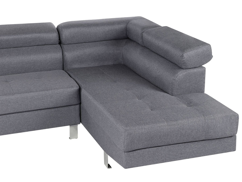 Corner Sofa NORREA Fabric Grey 5 Seater Left Hand