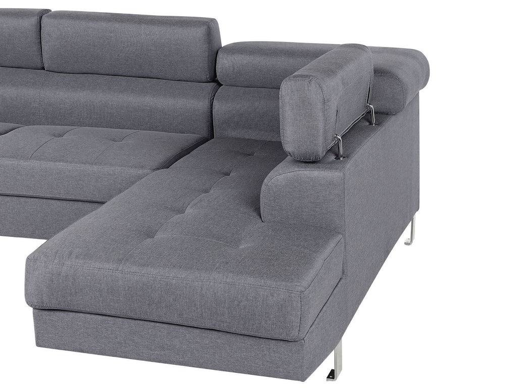 Corner Sofa NORREA Fabric Grey 5 Seater Left Hand