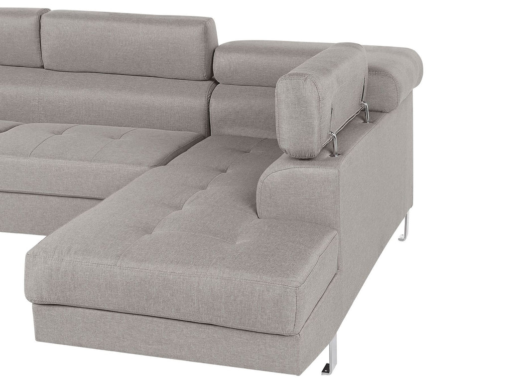 Corner Sofa NORREA Fabric Light Grey 5 Seater Left Hand