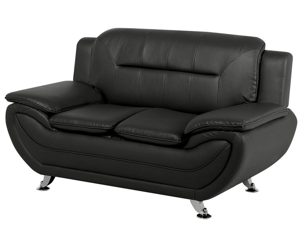 2 Seater Faux Leather Sofa Black LEIRA