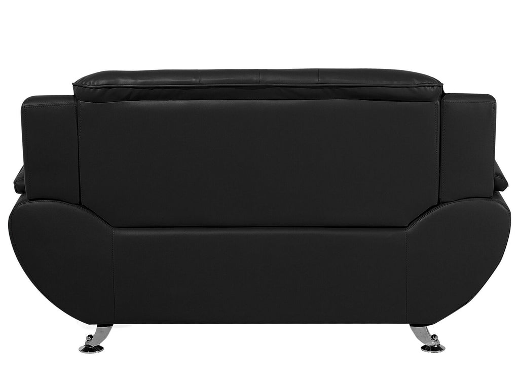 2 Seater Faux Leather Sofa Black LEIRA