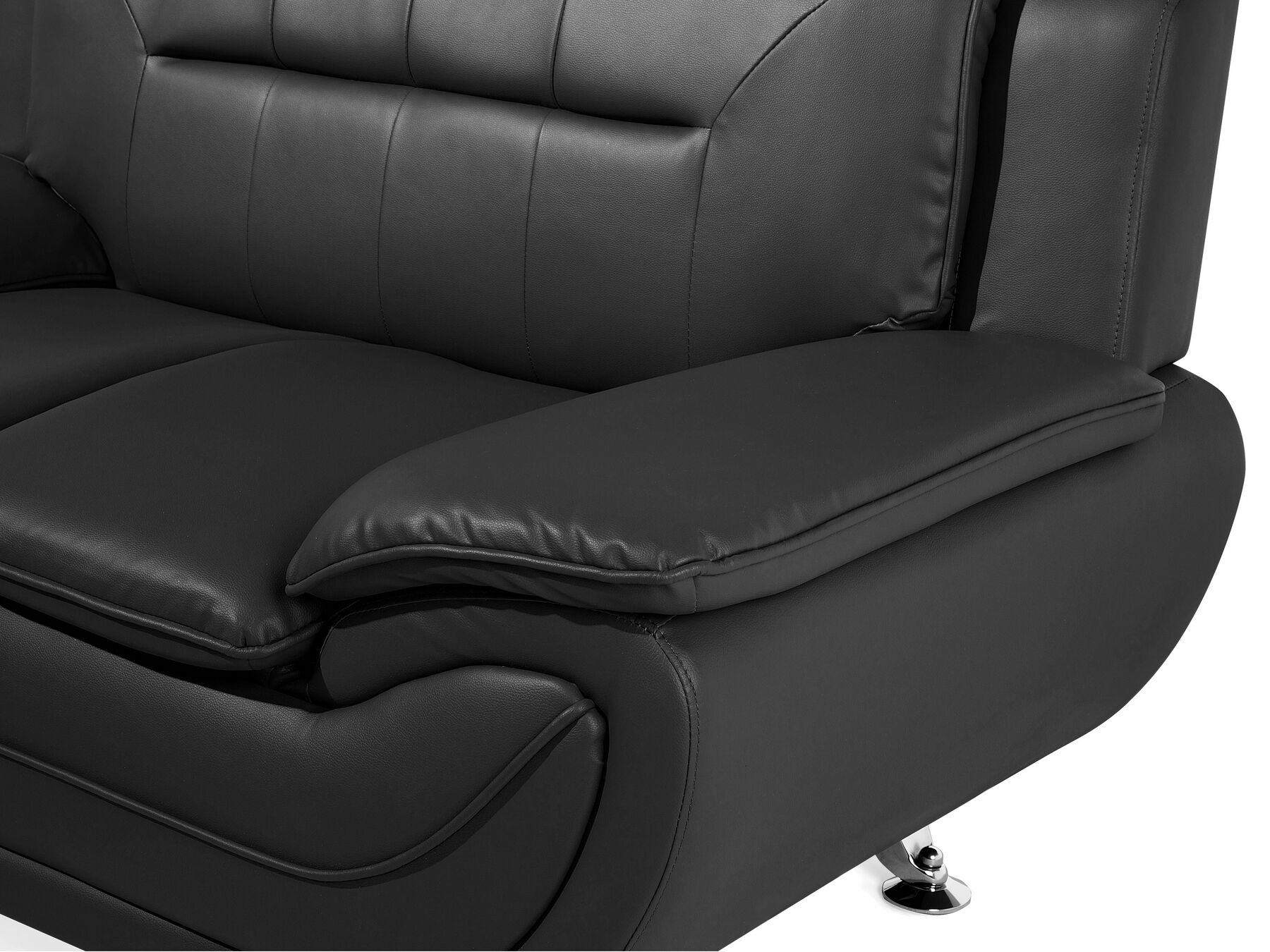 2 Seater Faux Leather Sofa Black LEIRA
