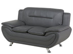 2 Seater Faux Leather Sofa Grey LEIRA