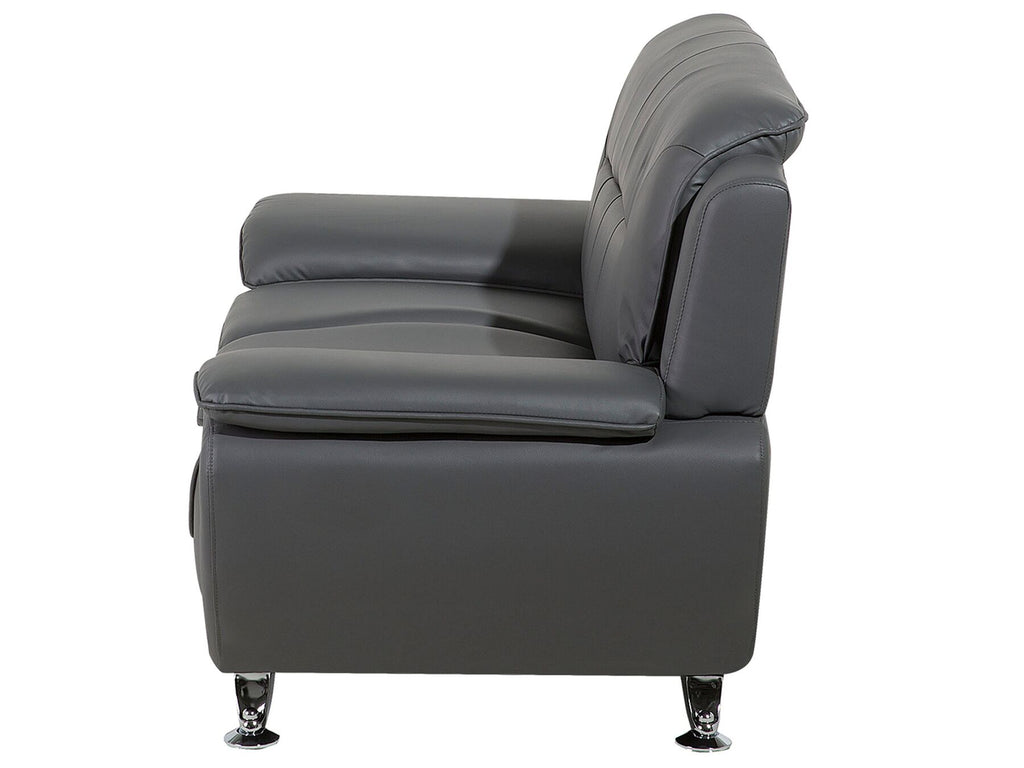 2 Seater Faux Leather Sofa Grey LEIRA