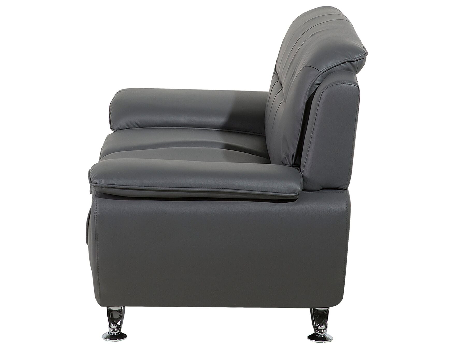 2 Seater Faux Leather Sofa Grey LEIRA
