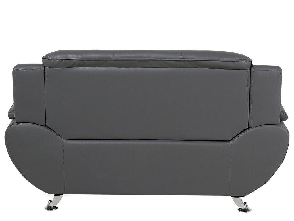 2 Seater Faux Leather Sofa Grey LEIRA