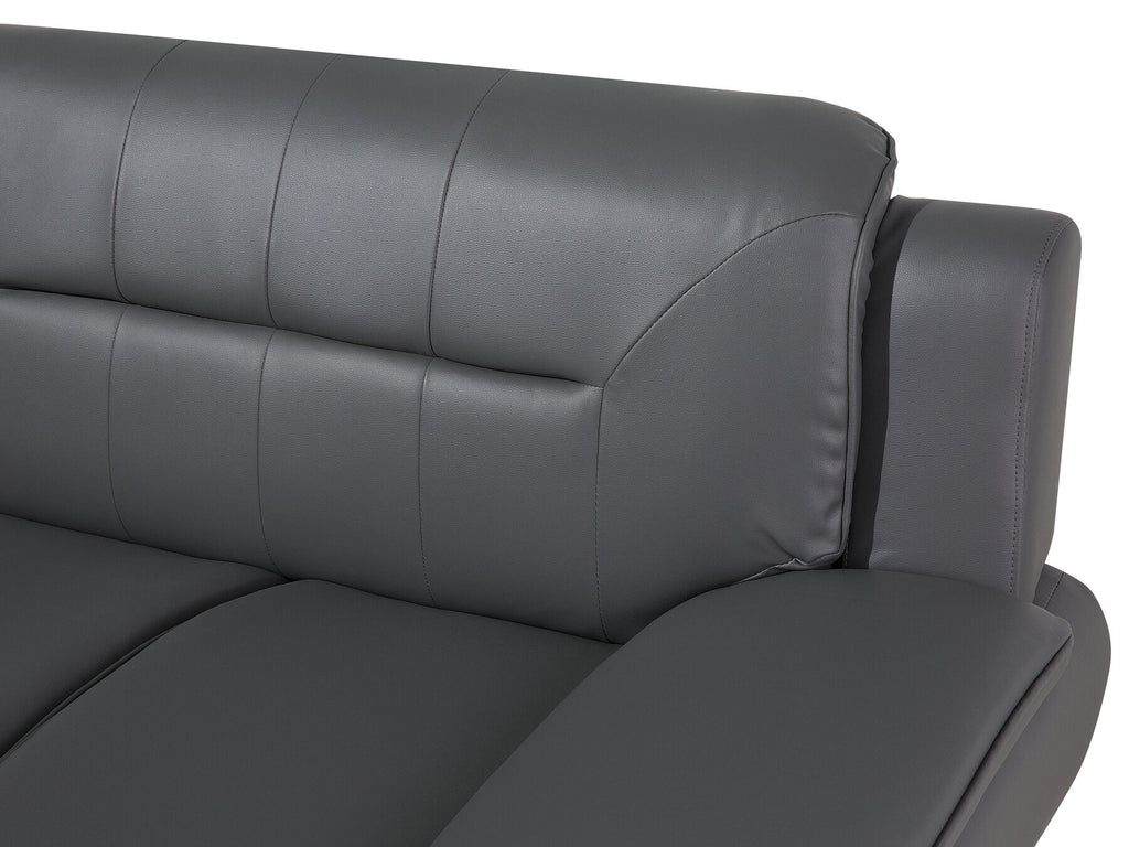 2 Seater Faux Leather Sofa Grey LEIRA