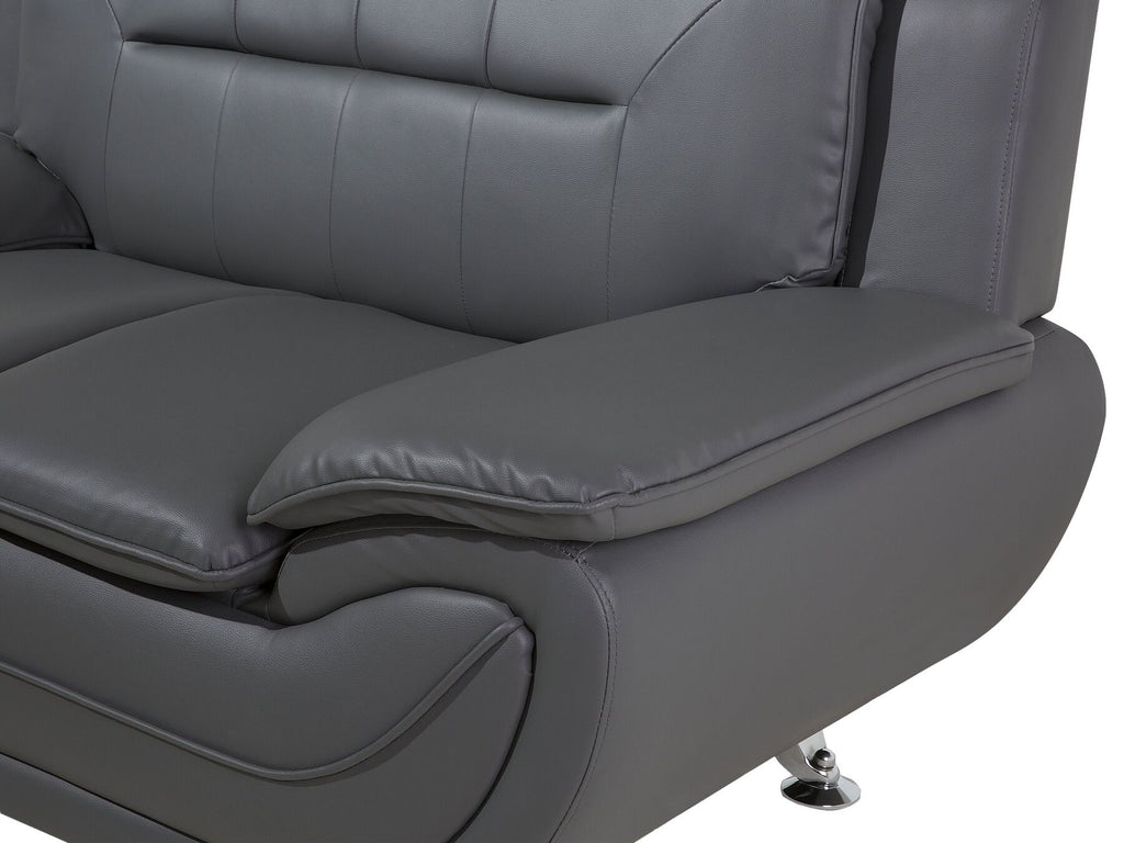 2 Seater Faux Leather Sofa Grey LEIRA