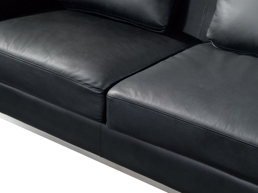 Corner Sofa OSLO Leather Black 4 Seater Left Hand