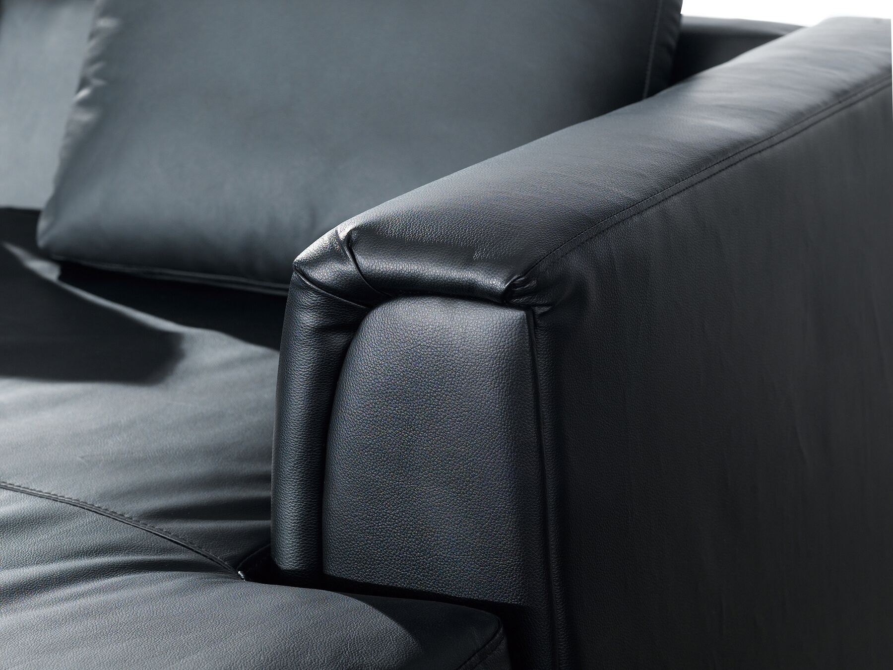 Corner Sofa OSLO Leather Black 4 Seater Left Hand