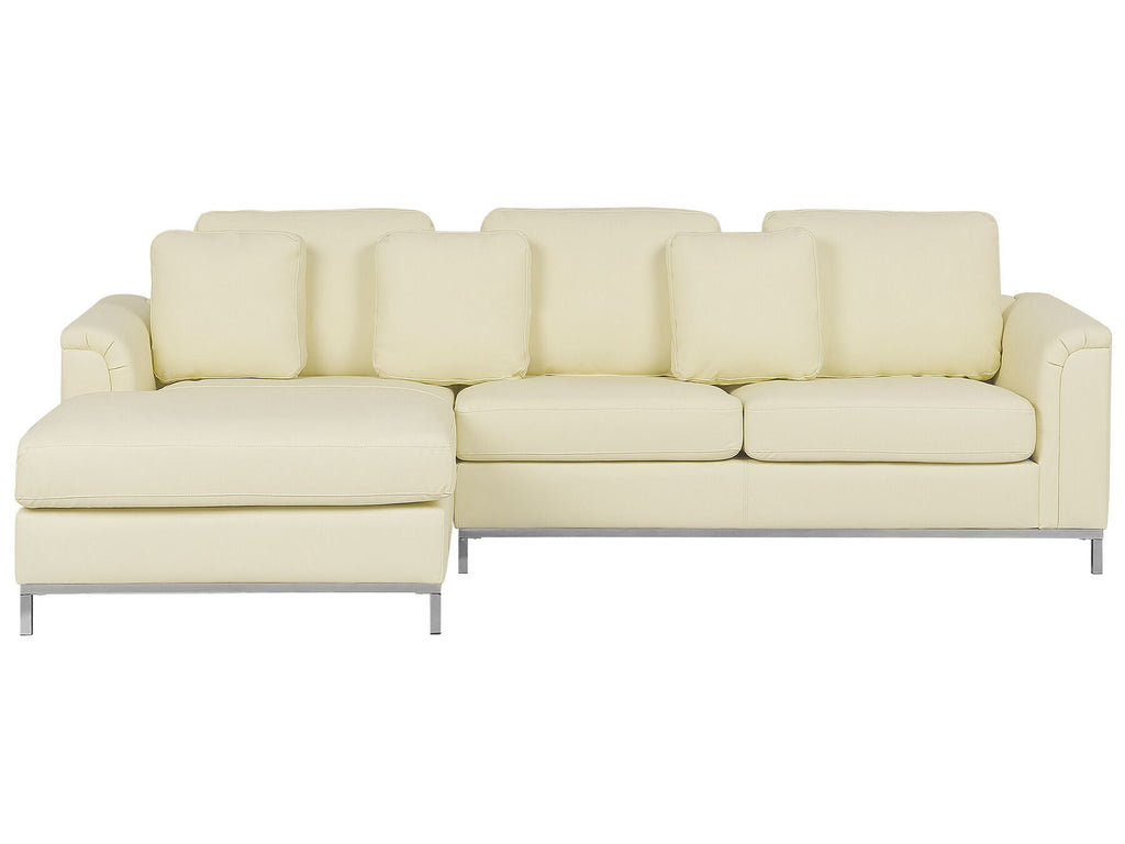 Corner Sofa OSLO Leather Cream 4 Seater Right Hand