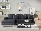 Corner Sofa OSLO Leather Black 4 Seater Right Hand
