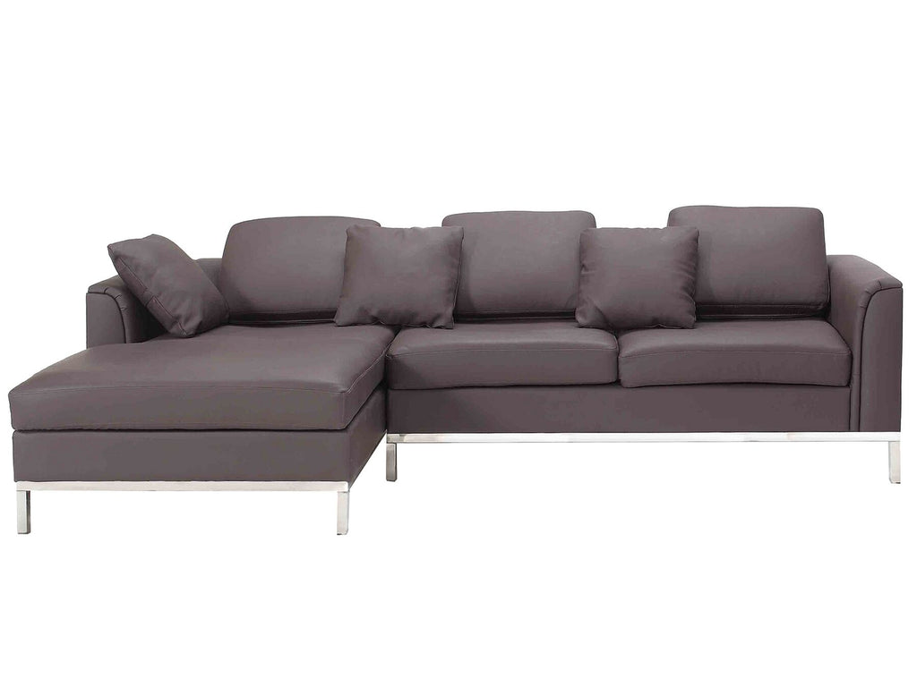 Corner Sofa OSLO Leather Brown 4 Seater Right Hand