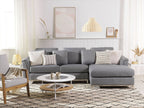 Corner Sofa OSLO Fabric Light Grey 4 Seater Left Hand