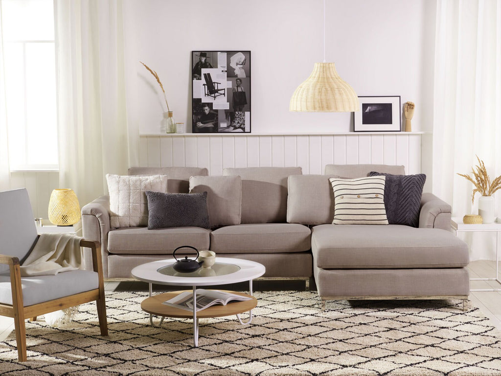 Corner Sofa OSLO Fabric Beige 4 Seater Left Hand