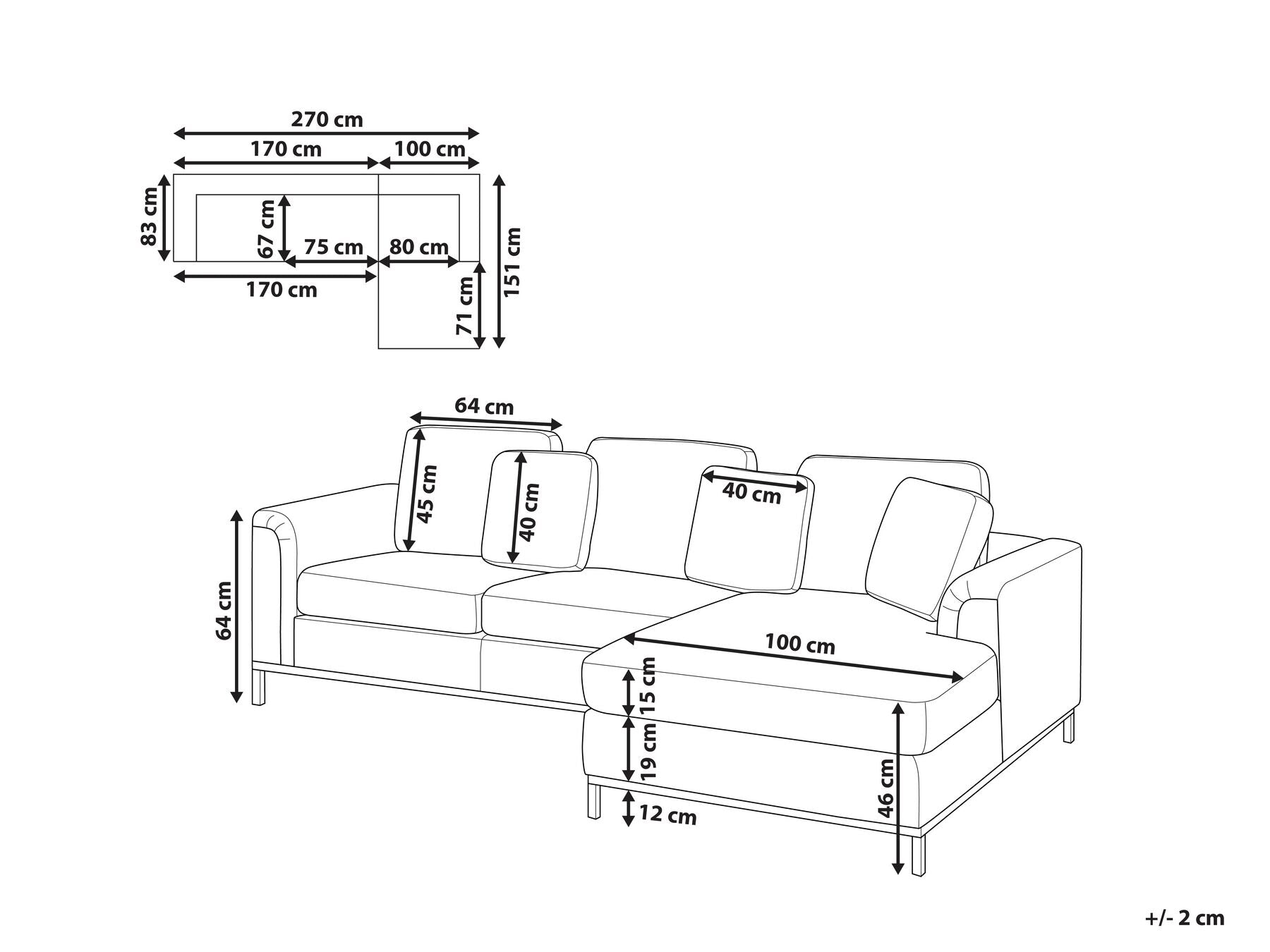 Corner Sofa OSLO Fabric Beige 4 Seater Left Hand