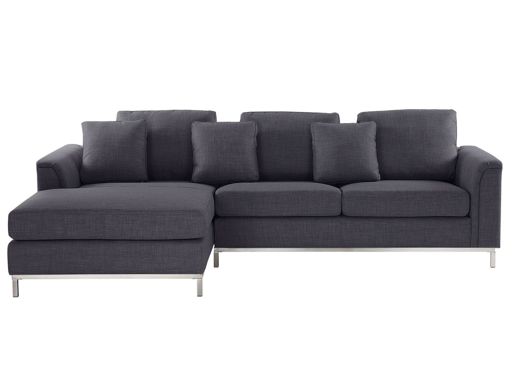Corner Sofa OSLO Fabric Dark Grey 4 Seater Right Hand