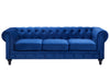 3 Seater Velvet Fabric Sofa Navy Blue