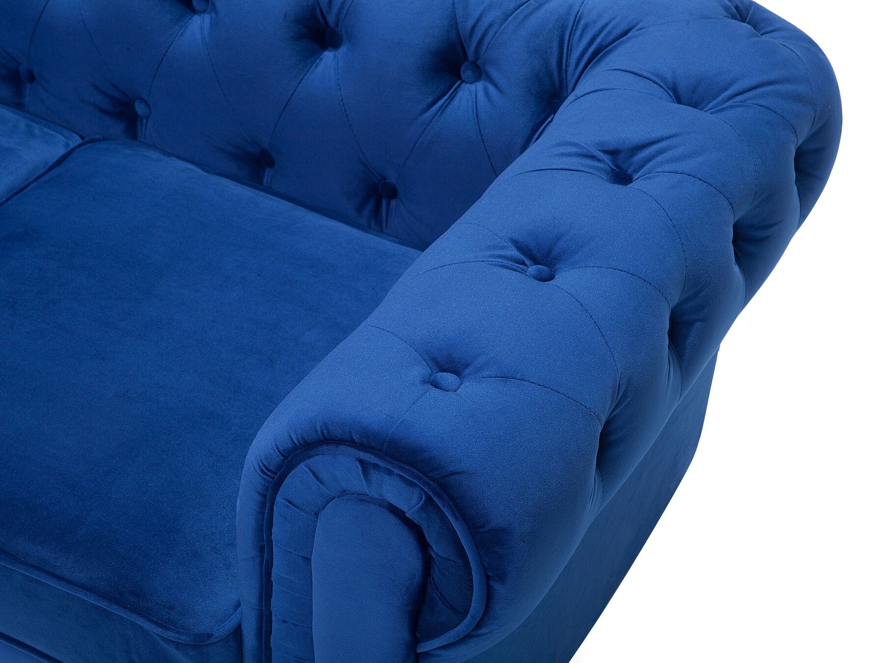 3 Seater Velvet Fabric Sofa Navy Blue CHESTERFIELD