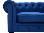3 Seater Velvet Fabric Sofa Navy Blue CHESTERFIELD