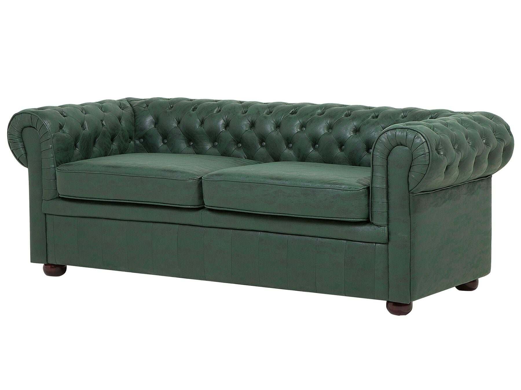 3 Seater Sofa Faux Leather Green CHESTERFIELD