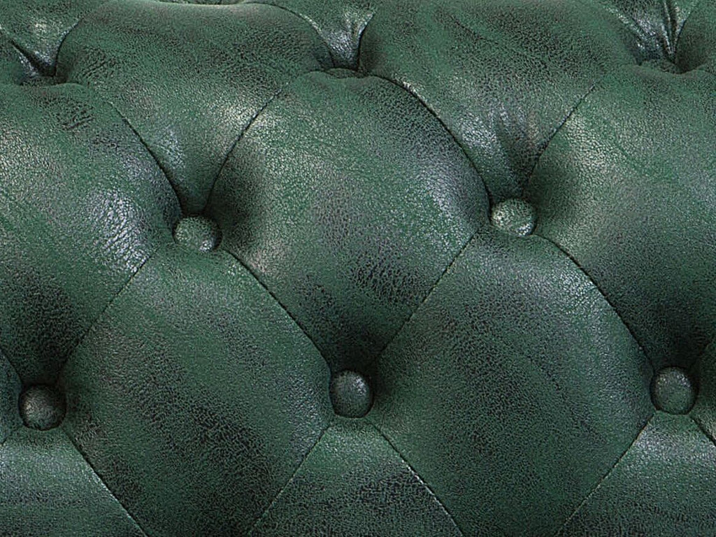 3 Seater Sofa Faux Leather Green CHESTERFIELD