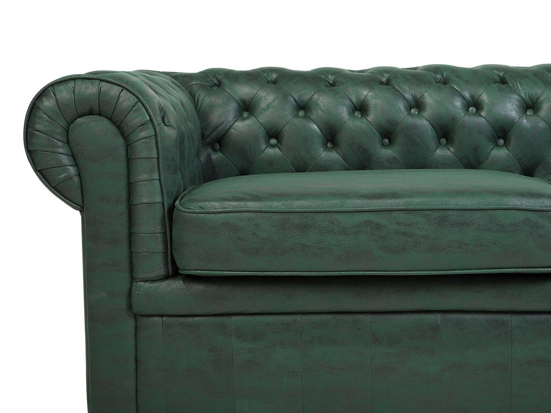 3 Seater Sofa Faux Leather Green CHESTERFIELD