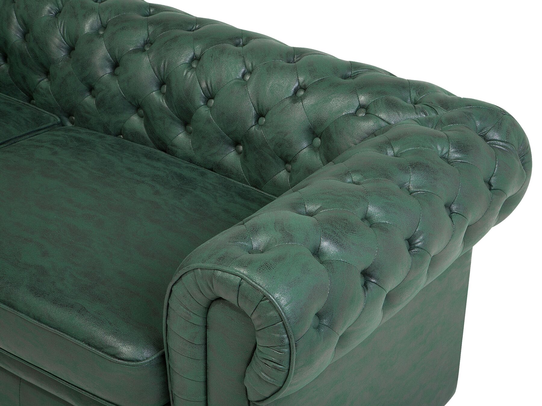 3 Seater Sofa Faux Leather Green CHESTERFIELD