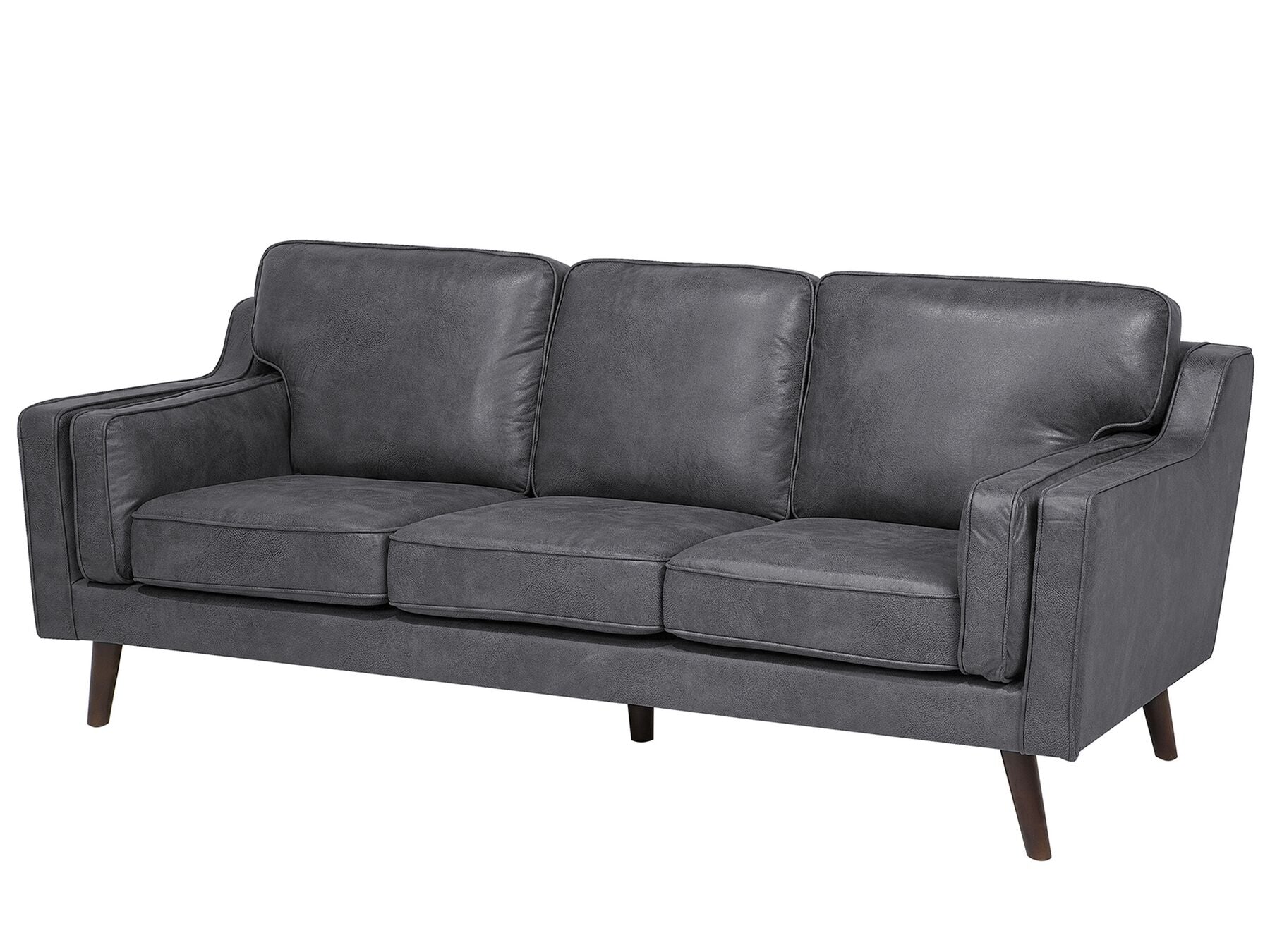 3 Seater Sofa Faux Leather Grey LOKKA