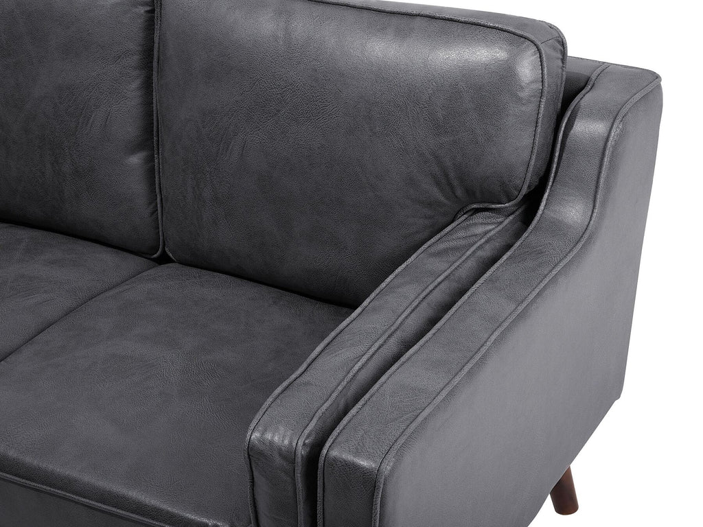 3 Seater Sofa Faux Leather Grey LOKKA
