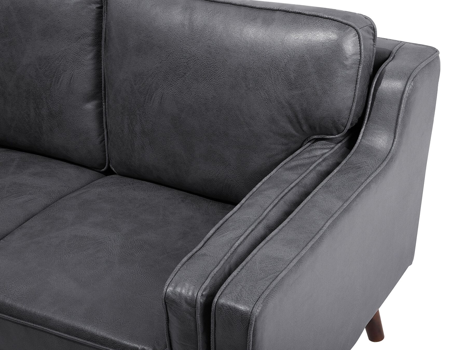 3 Seater Sofa Faux Leather Grey LOKKA
