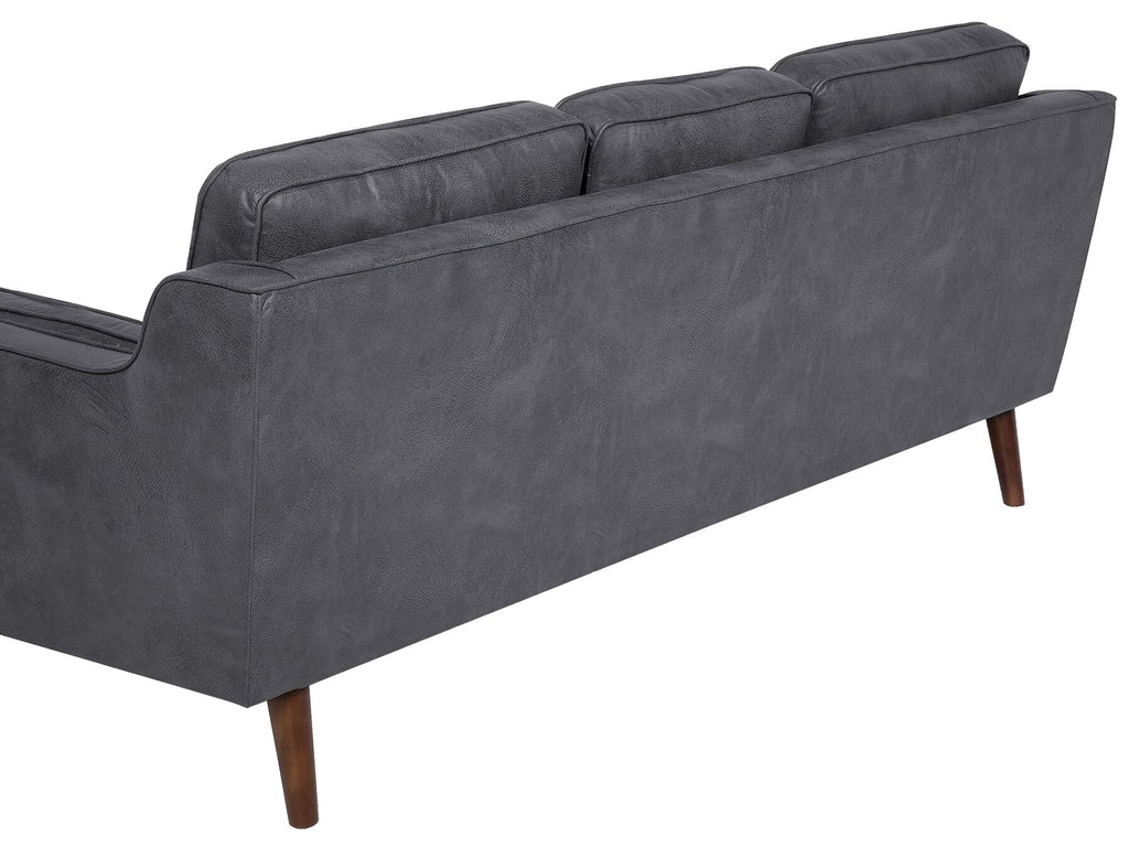 3 Seater Sofa Faux Leather Grey LOKKA