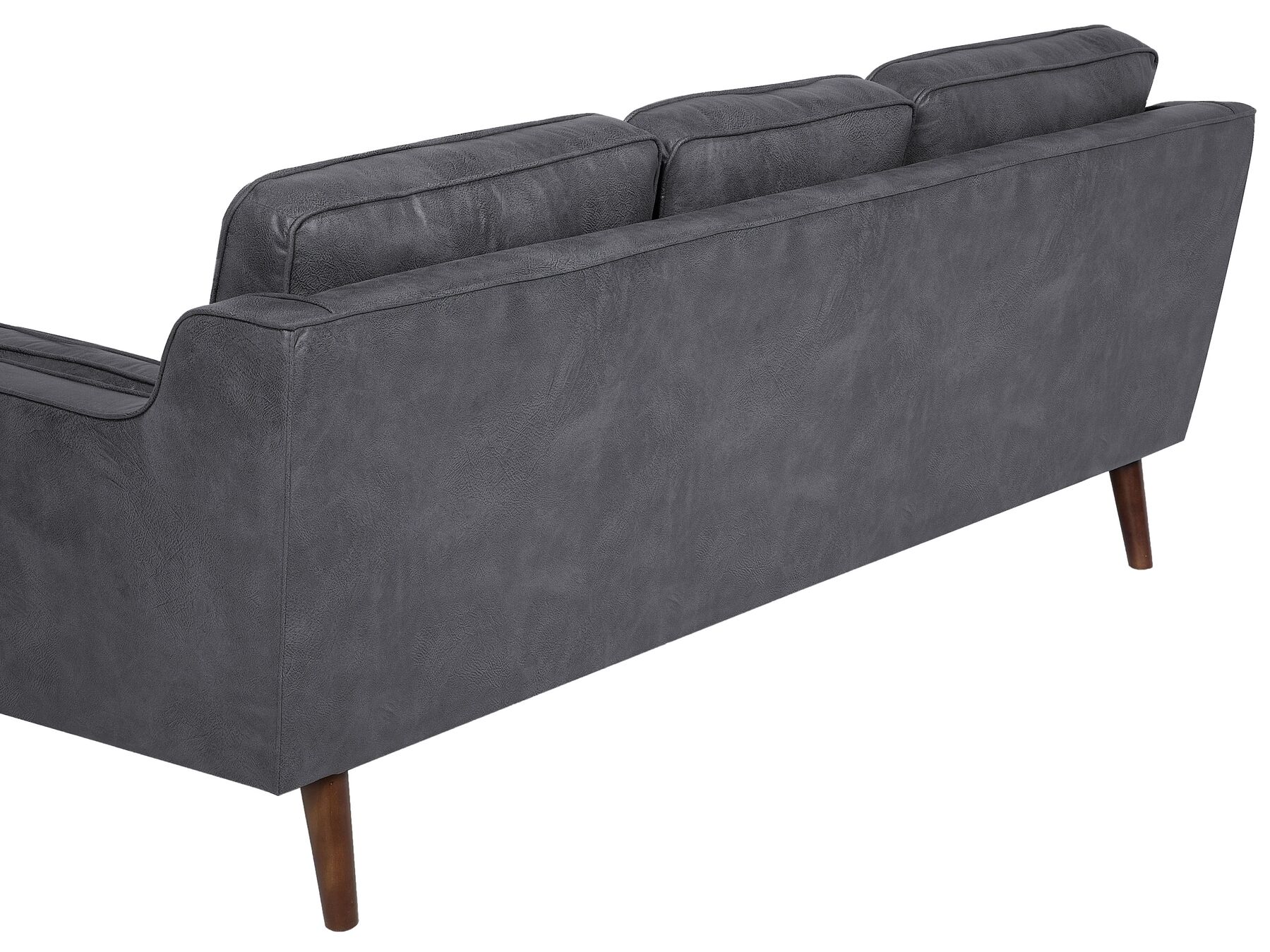 3 Seater Sofa Faux Leather Grey LOKKA
