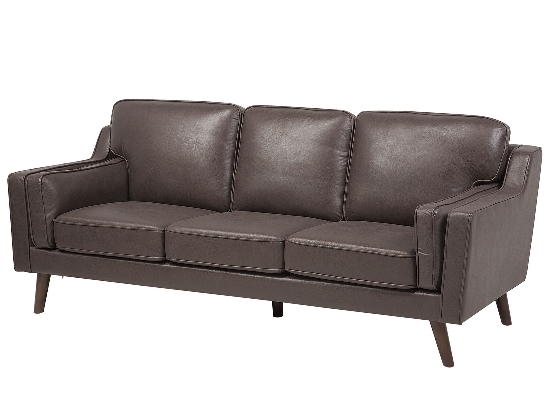 3 Seater Sofa Faux Leather Brown LOKKA