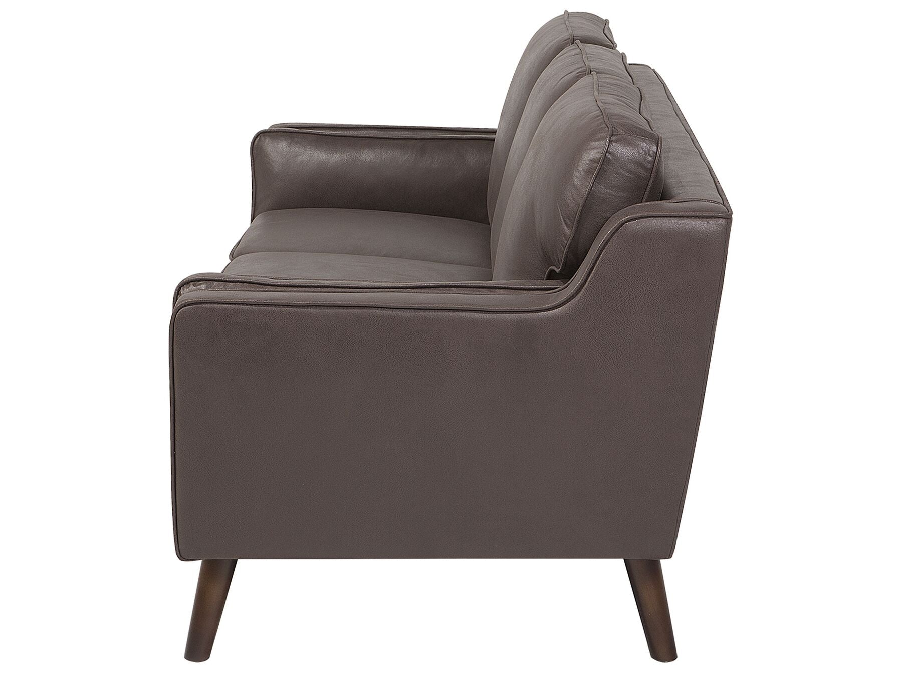 3 Seater Sofa Faux Leather Brown LOKKA