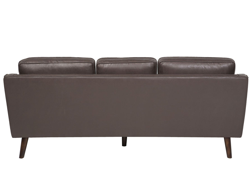 3 Seater Sofa Faux Leather Brown LOKKA