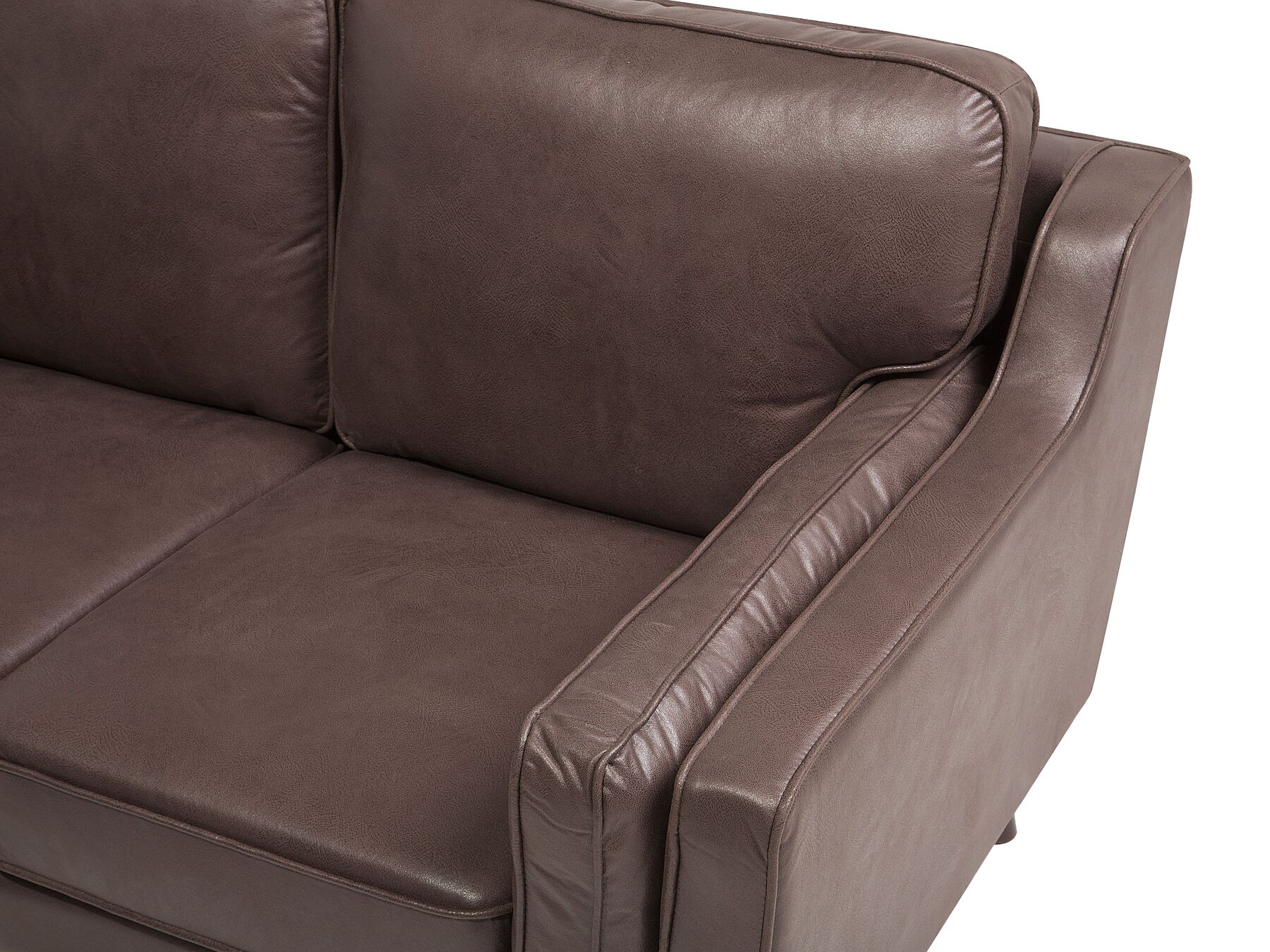 3 Seater Sofa Faux Leather Brown LOKKA