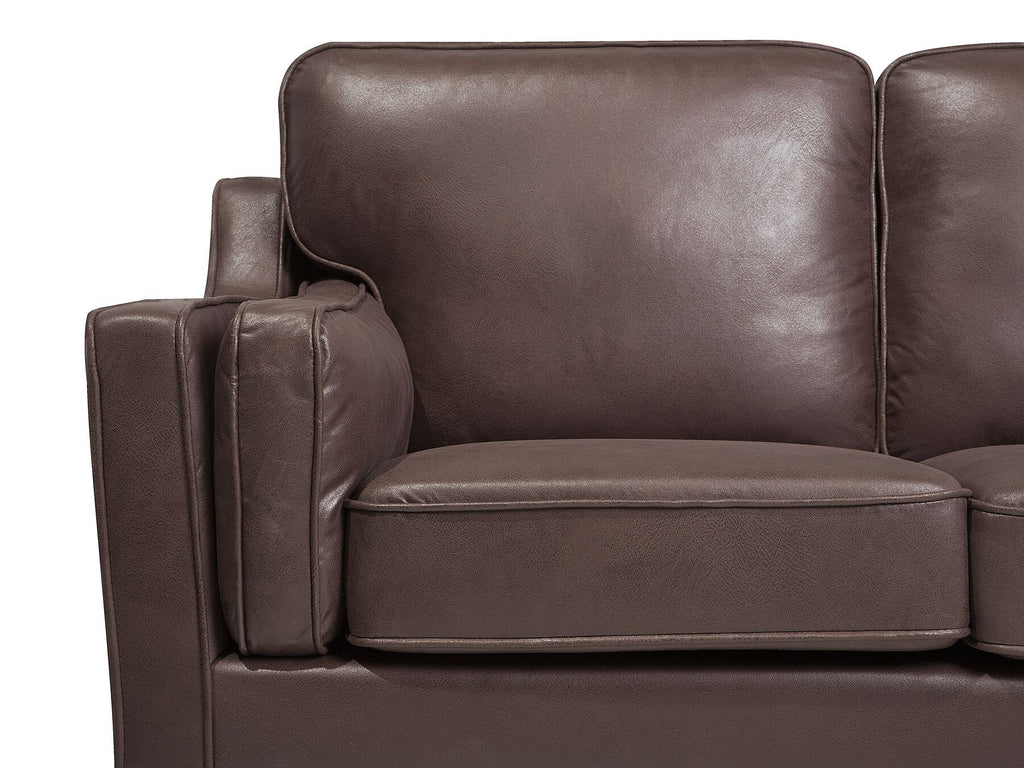 3 Seater Sofa Faux Leather Brown LOKKA