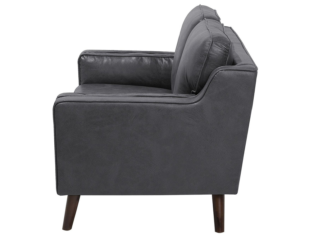 2 Seater Sofa Faux Leather Grey LOKKA