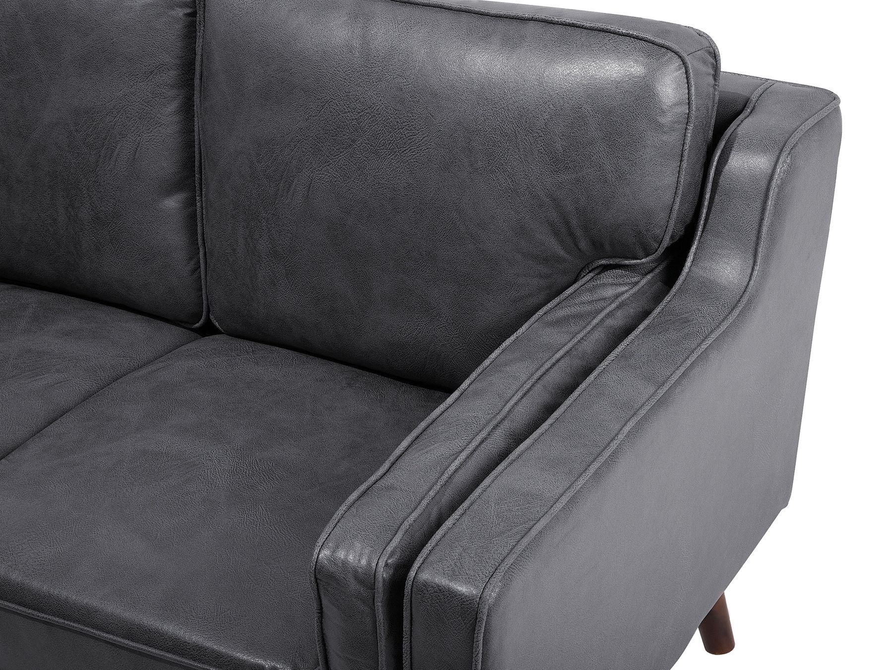 2 Seater Sofa Faux Leather Grey LOKKA