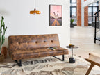 Sofa Bed DERBY Faux Leather Golden Brown 3 Seater