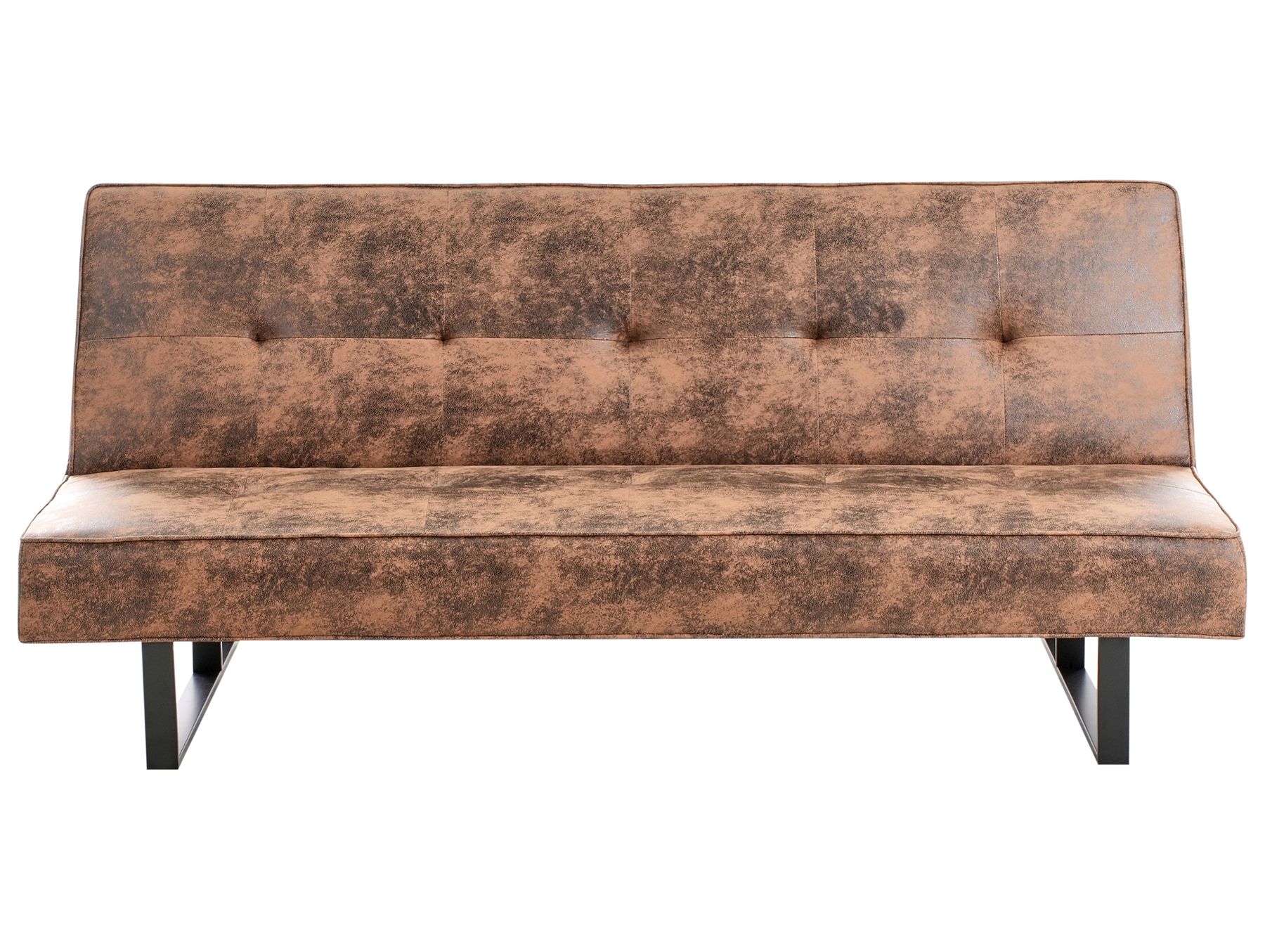 Sofa Bed DERBY Faux Leather Golden Brown 3 Seater