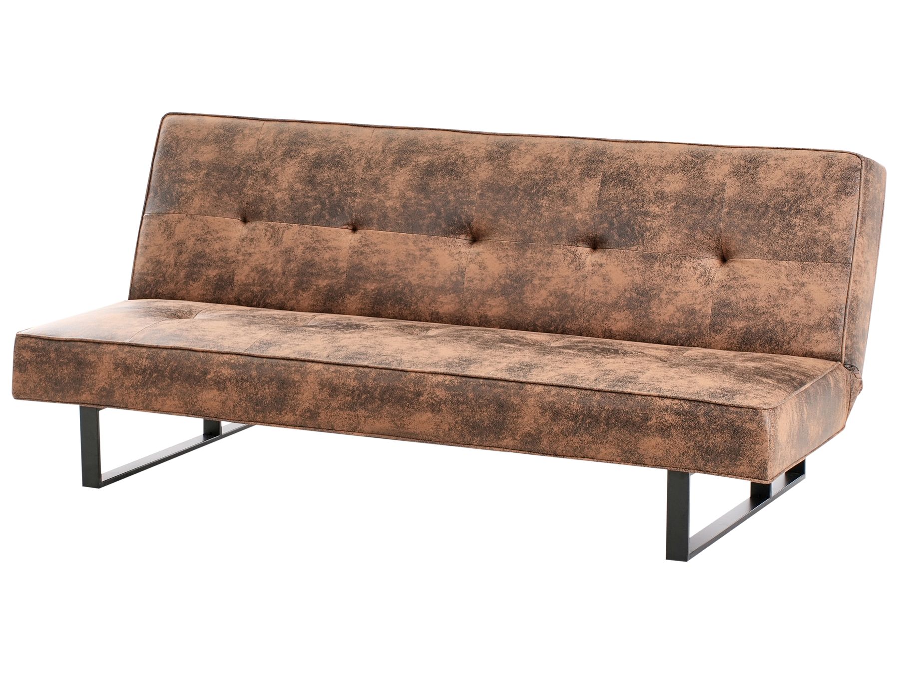 Sofa Bed DERBY Faux Leather Golden Brown 3 Seater